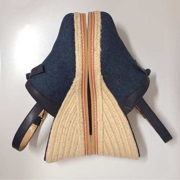Talbots Saylor Bow Blue Denim Espadrille Wedge Sandals 10½ - Picture 8 of 12